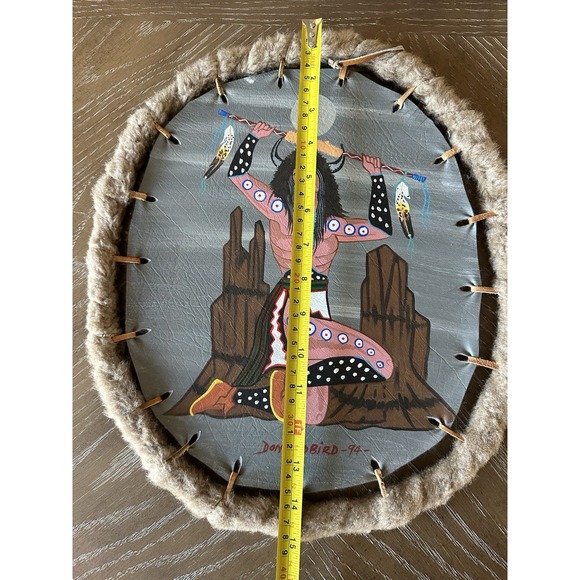 Vintage Native American Art, Set of 2 Buffalo shields on leather by Don Redbird - Picture 4 of 16